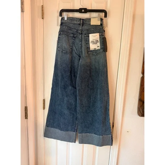 RAG & BONE Sofie High Rise Ultra Wide Leg Ankle Jeans Leland Size 24